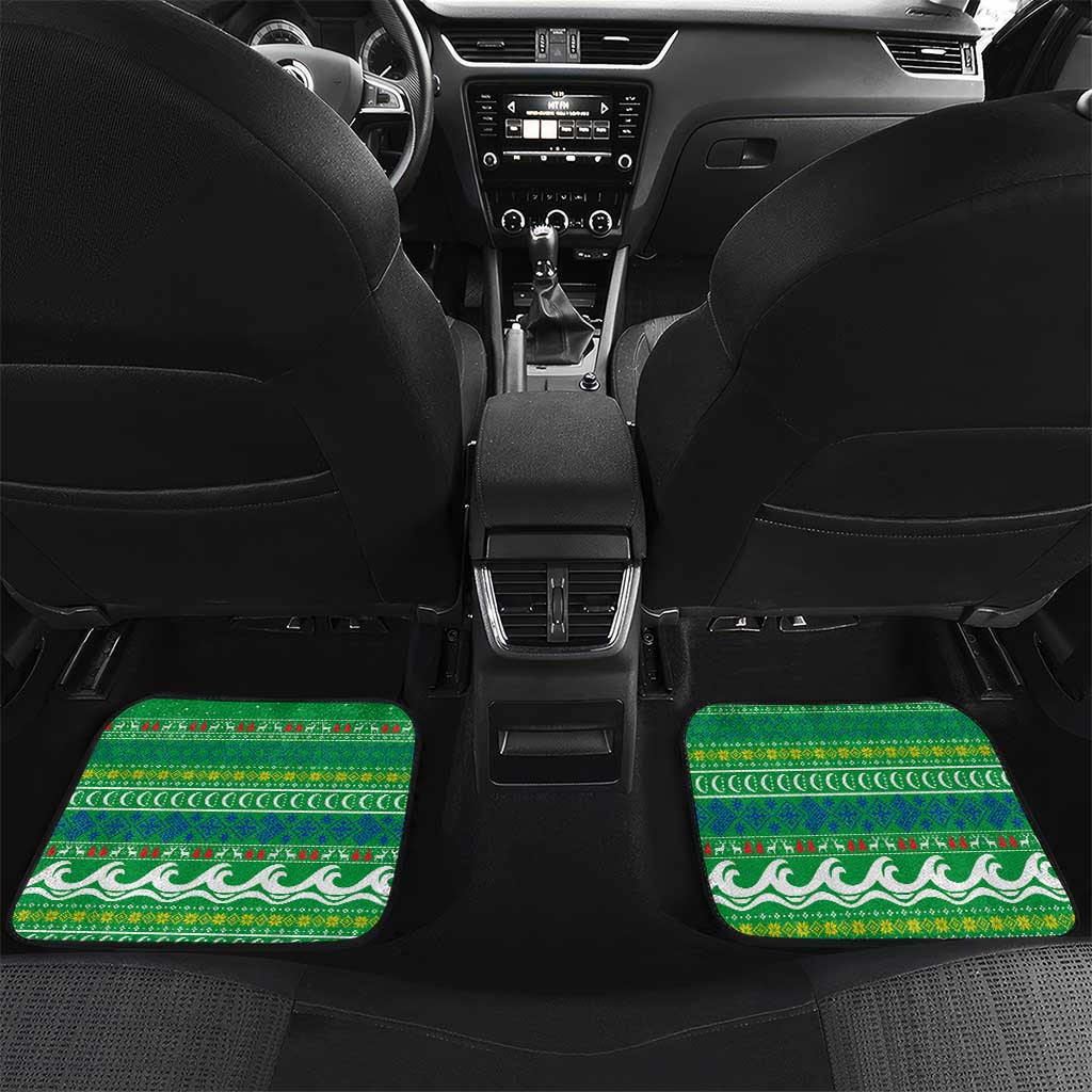 Comoros Christmas Car Mats Santa Riding Dolphin Ocean Waves Crescent Moon - African Pride