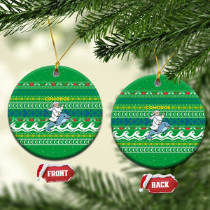 Comoros Christmas Ceramic Ornament Santa Riding Dolphin Ocean Waves Crescent Moon - African Pride
