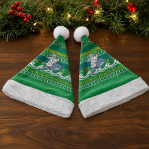 Comoros Christmas Santa Hat Santa Riding Dolphin Ocean Waves Crescent Moon - African Pride