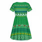 Comoros Christmas Kid Short Sleeve Dress Santa Riding Dolphin Ocean Waves Crescent Moon - African Pride