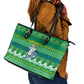 Comoros Christmas Leather Tote Bag Santa Riding Dolphin Ocean Waves Crescent Moon - African Pride