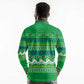 Comoros Christmas Long Sleeve Polo Shirt Santa Riding Dolphin Ocean Waves Crescent Moon - African Pride