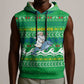 Comoros Christmas Sleeveless Hoodie Santa Riding Dolphin Ocean Waves Crescent Moon - African Pride