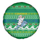 Comoros Christmas Spare Tire Cover Santa Riding Dolphin Ocean Waves Crescent Moon - African Pride