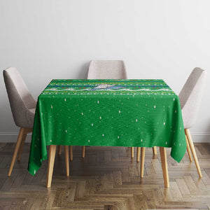 Comoros Christmas Tablecloth Santa Riding Dolphin Ocean Waves Crescent Moon - African Pride