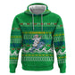 Comoros Christmas Zip Hoodie Santa Riding Dolphin Ocean Waves Crescent Moon - African Pride