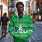 Comoros Christmas Zip Hoodie Santa Riding Dolphin Ocean Waves Crescent Moon - African Pride