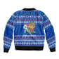 Comoros Christmas Bomber Jacket Santa Turtle Gifts Snowflakes and Ocean Blue - African Pride