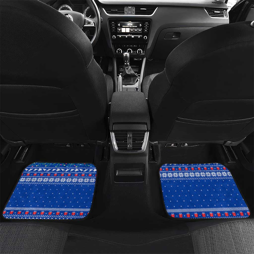 Comoros Christmas Car Mats Santa Turtle Gifts Snowflakes and Ocean Blue - African Pride
