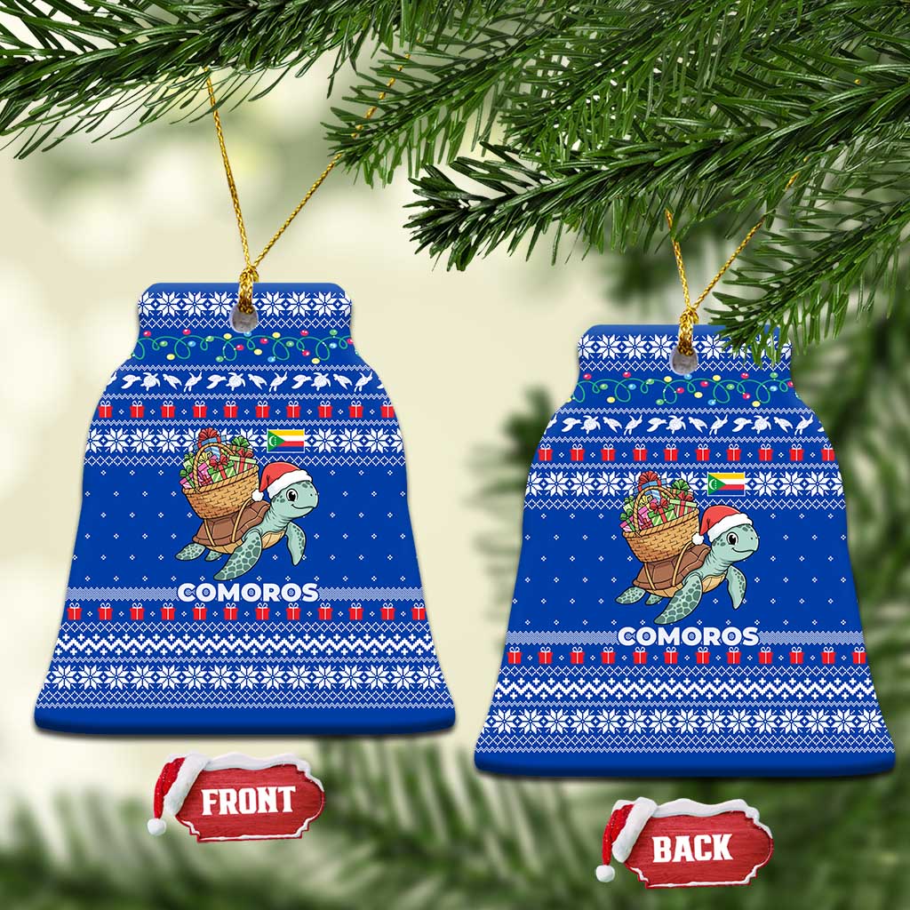 Comoros Christmas Ceramic Ornament Santa Turtle Gifts Snowflakes and Ocean Blue - African Pride