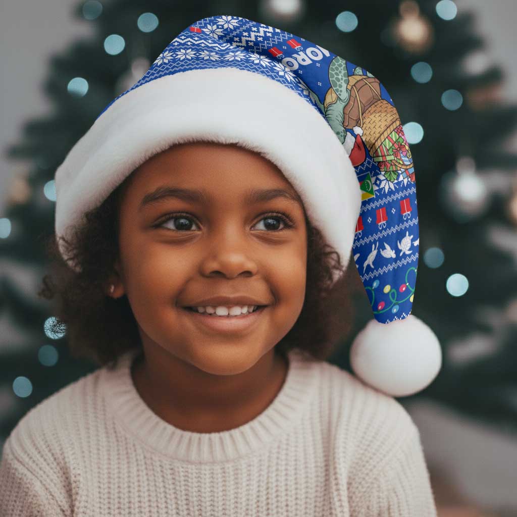 Comoros Christmas Santa Hat Santa Turtle Gifts Snowflakes and Ocean Blue - African Pride