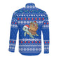 Comoros Christmas Long Sleeve Button Shirt Santa Turtle Gifts Snowflakes and Ocean Blue - African Pride