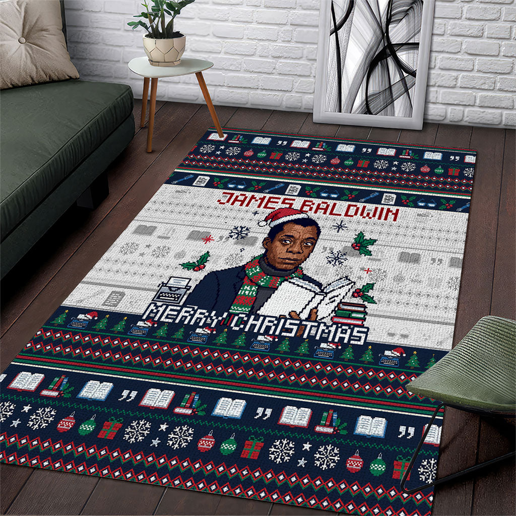 James Baldwin Christmas Santa Area Rug Ugly Pixel Pattern Black History Holiday