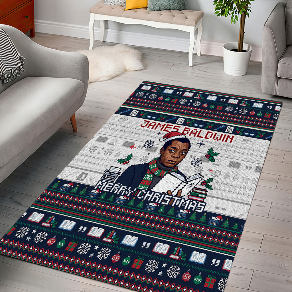 James Baldwin Christmas Santa Area Rug Ugly Pixel Pattern Black History Holiday