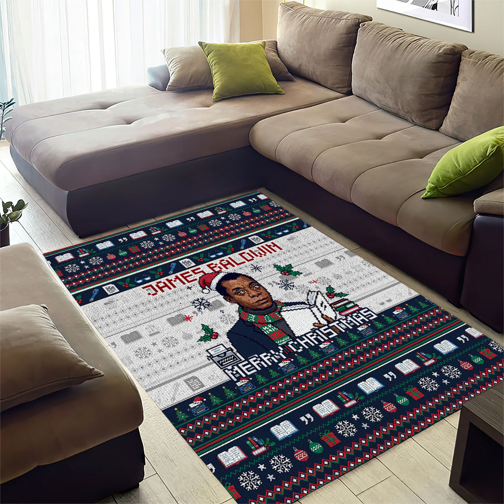 James Baldwin Christmas Santa Area Rug Ugly Pixel Pattern Black History Holiday