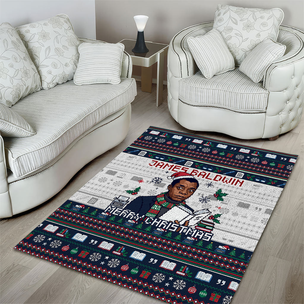 James Baldwin Christmas Santa Area Rug Ugly Pixel Pattern Black History Holiday