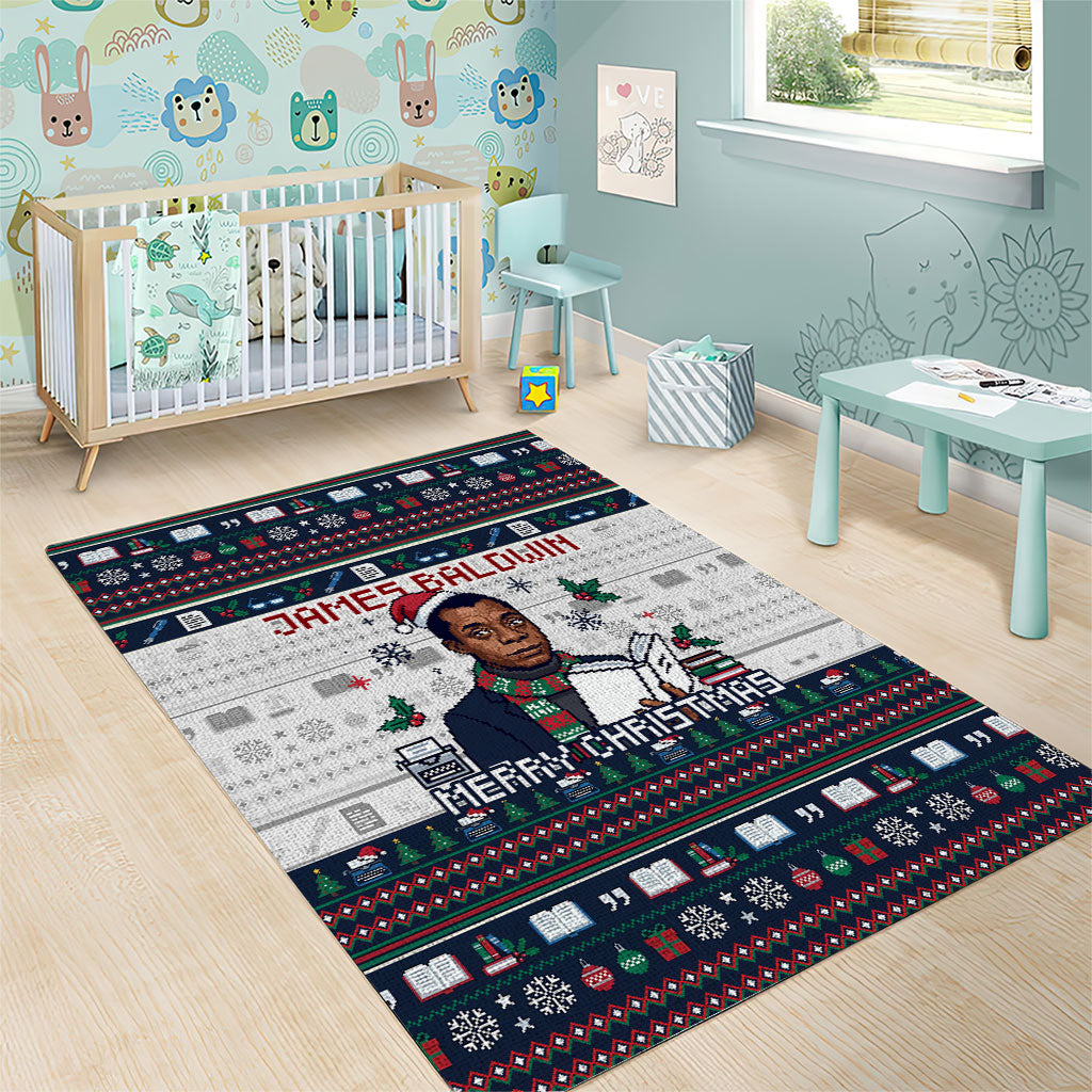 James Baldwin Christmas Santa Area Rug Ugly Pixel Pattern Black History Holiday