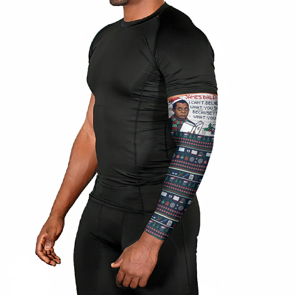 James Baldwin Christmas Santa Arm Sleeves Ugly Pixel Pattern Black History Holiday
