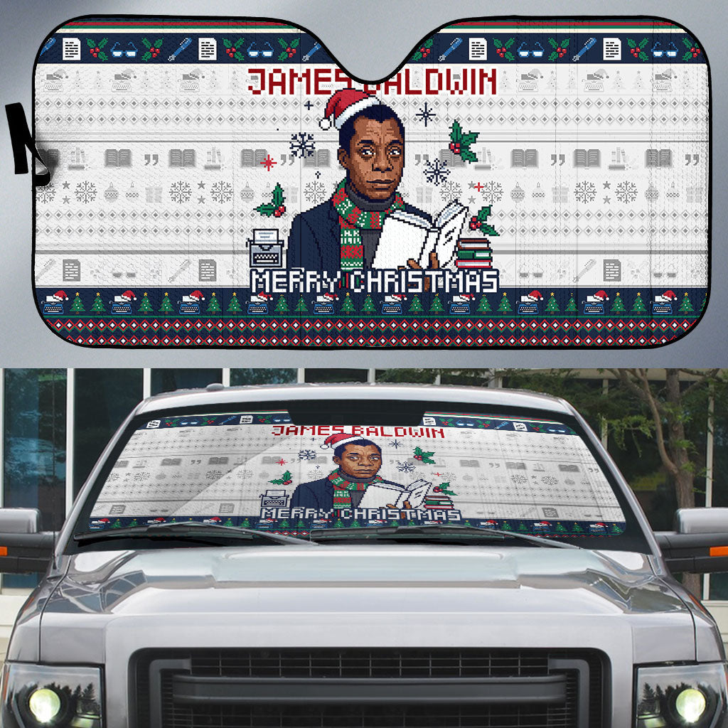 James Baldwin Christmas Santa Auto Sun Shade Ugly Pixel Pattern Black History Holiday