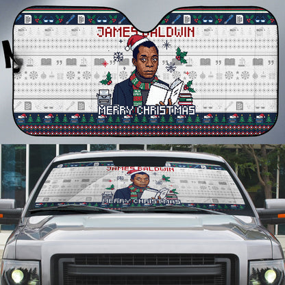 James Baldwin Christmas Santa Auto Sun Shade Ugly Pixel Pattern Black History Holiday