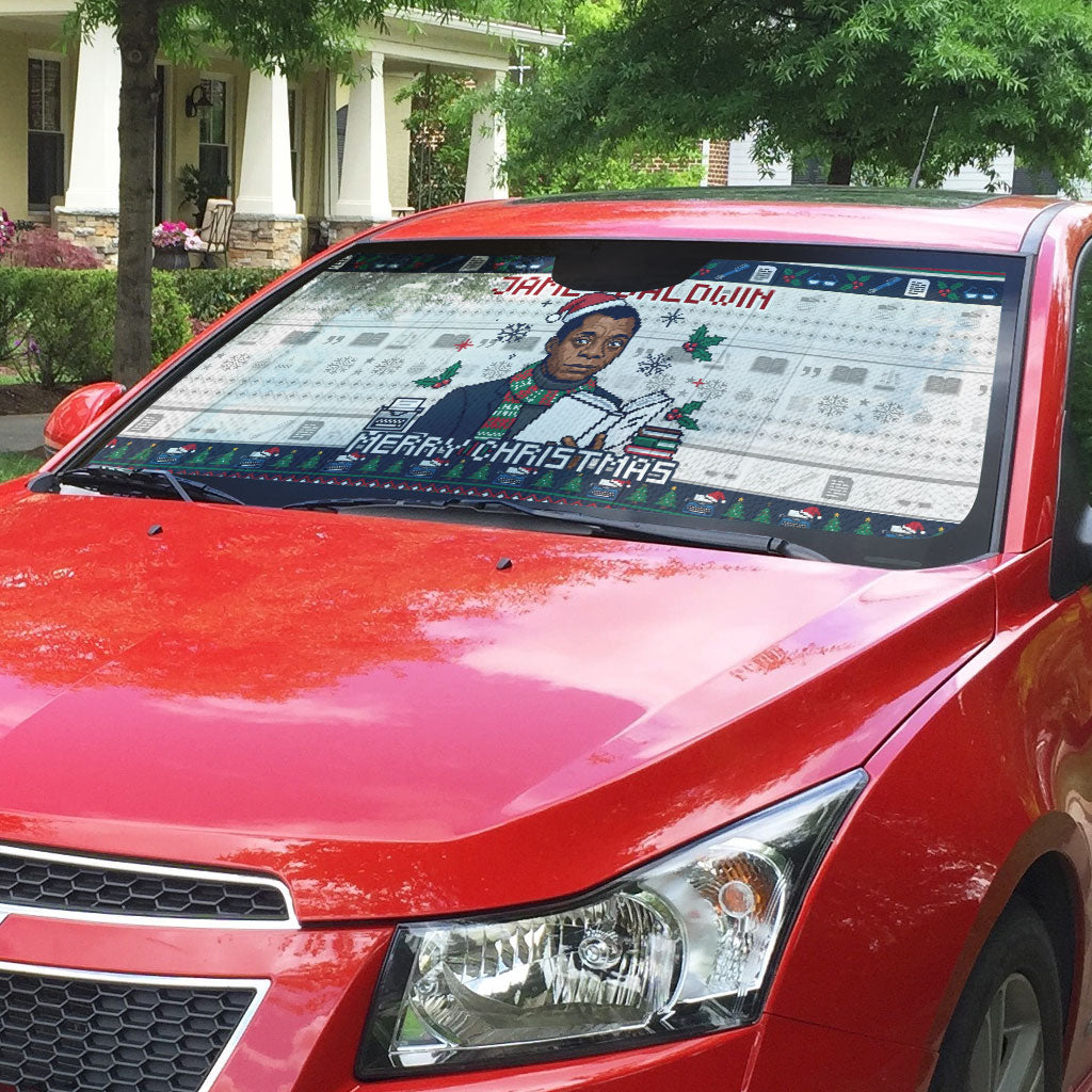 James Baldwin Christmas Santa Auto Sun Shade Ugly Pixel Pattern Black History Holiday