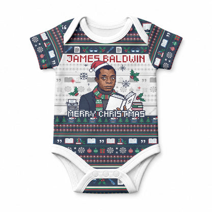 James Baldwin Christmas Santa Baby Onesie Ugly Pixel Pattern Black History Holiday