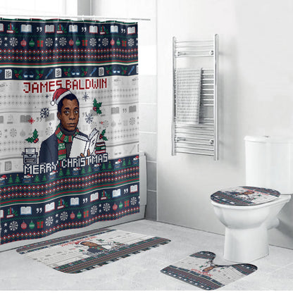 James Baldwin Christmas Santa Bathroom Set Ugly Pixel Pattern Black History Holiday