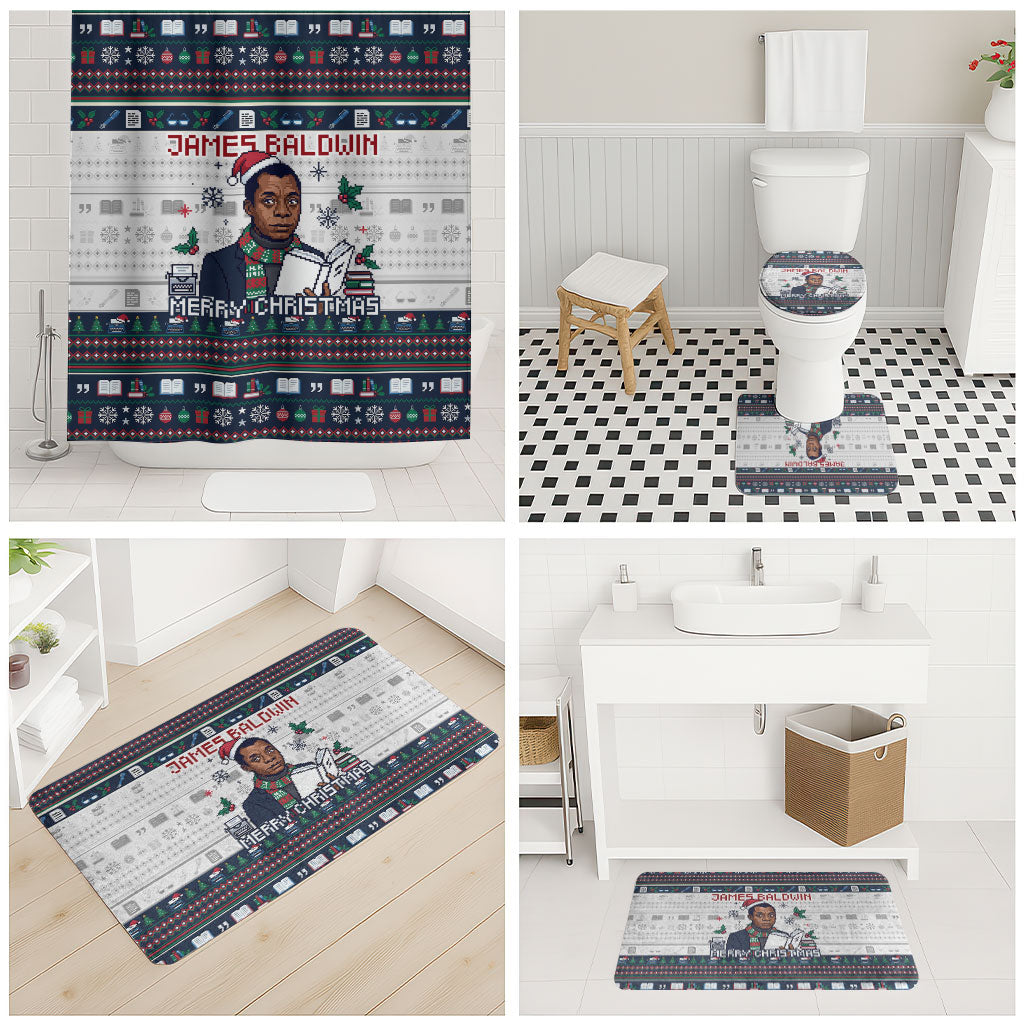 James Baldwin Christmas Santa Bathroom Set Ugly Pixel Pattern Black History Holiday