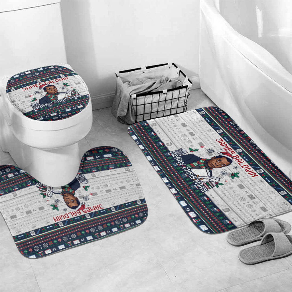 James Baldwin Christmas Santa Bathroom Set Ugly Pixel Pattern Black ...