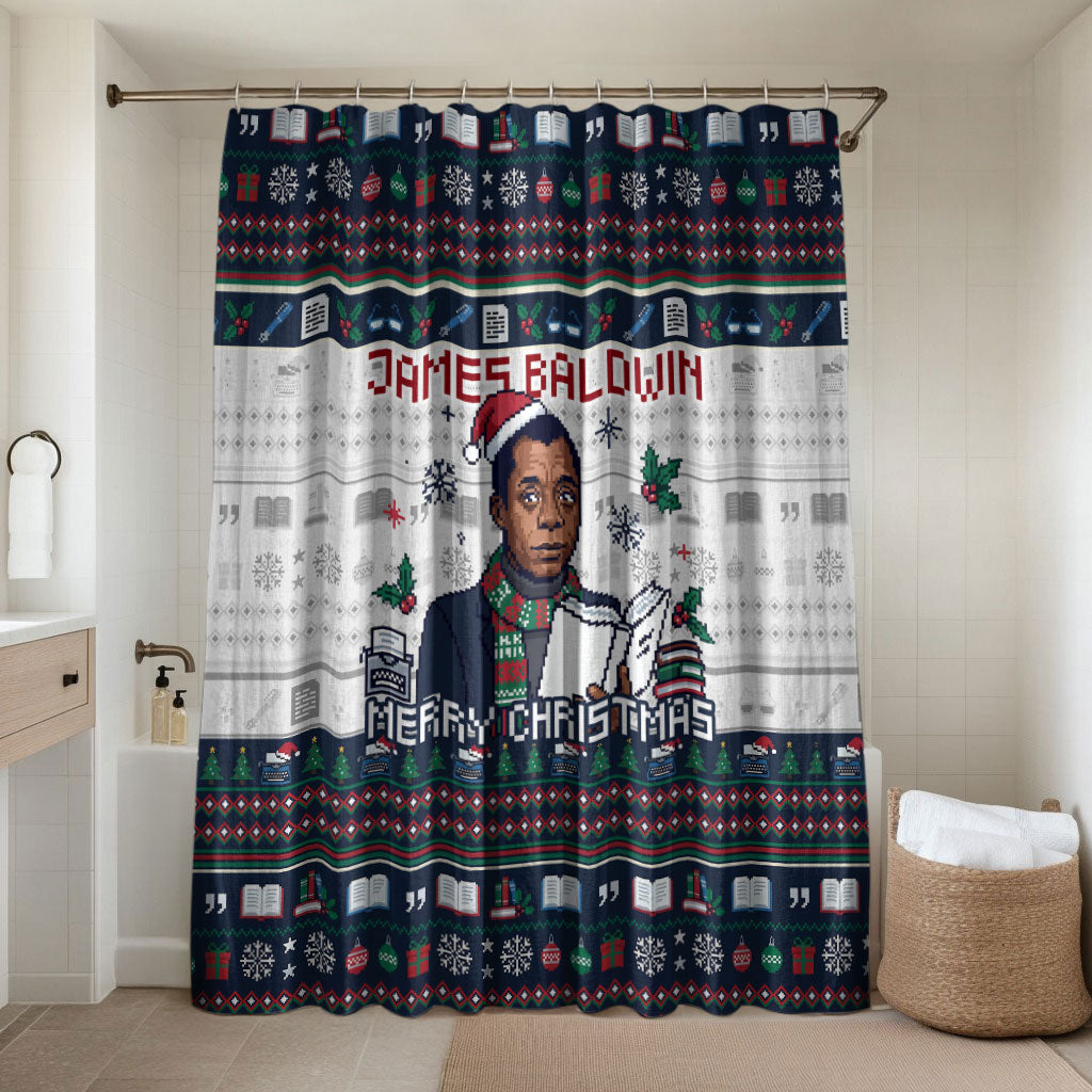 James Baldwin Christmas Santa Bathroom Set Ugly Pixel Pattern Black History Holiday
