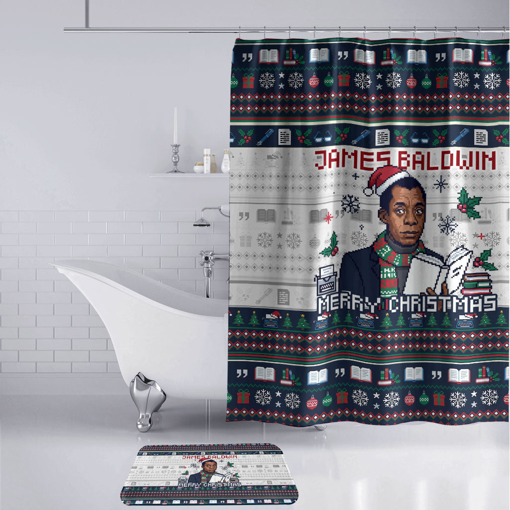 James Baldwin Christmas Santa Bathroom Set Ugly Pixel Pattern Black History Holiday