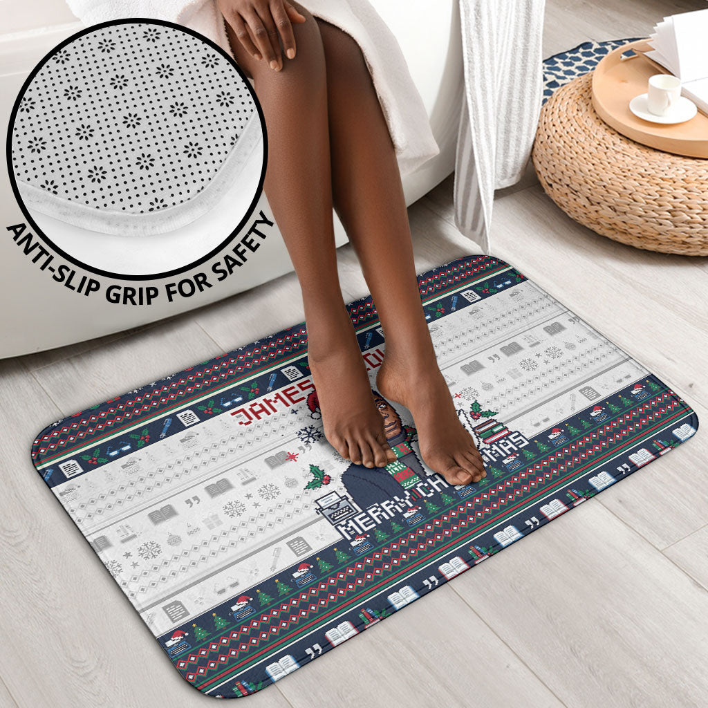 James Baldwin Christmas Santa Bathroom Set Ugly Pixel Pattern Black History Holiday