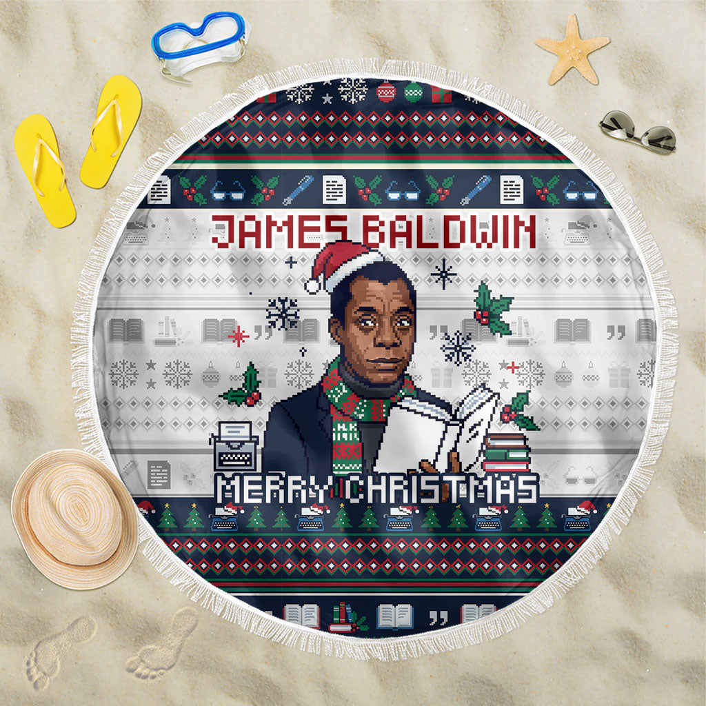 James Baldwin Christmas Santa Beach Blanket Ugly Pixel Pattern Black History Holiday
