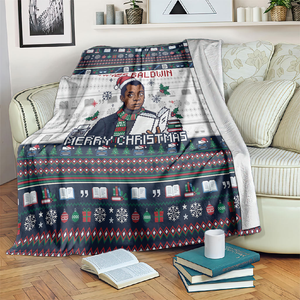James Baldwin Christmas Santa Blanket Ugly Pixel Pattern Black History Holiday