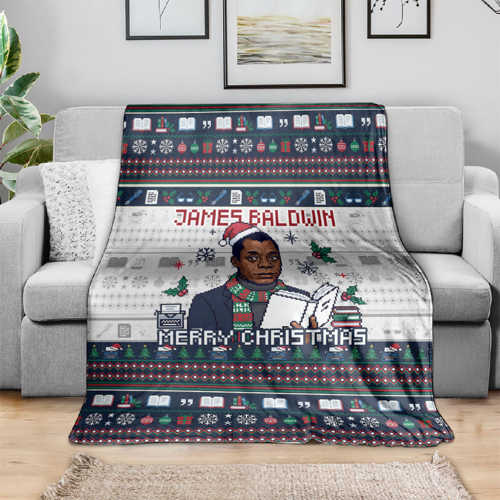 James Baldwin Christmas Santa Blanket Ugly Pixel Pattern Black History Holiday