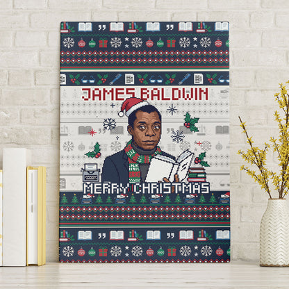 James Baldwin Christmas Santa Canvas Wall Art Ugly Pixel Pattern Black History Holiday