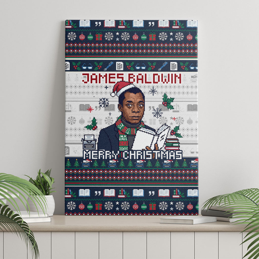 James Baldwin Christmas Santa Canvas Wall Art Ugly Pixel Pattern Black History Holiday