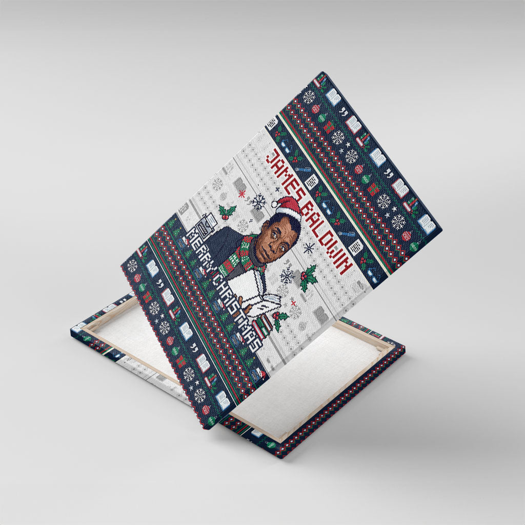 James Baldwin Christmas Santa Canvas Wall Art Ugly Pixel Pattern Black History Holiday