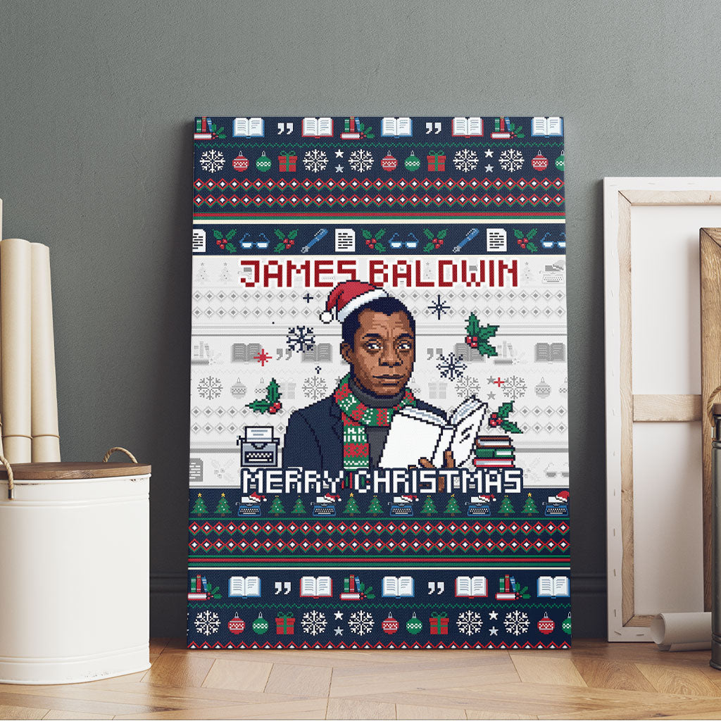 James Baldwin Christmas Santa Canvas Wall Art Ugly Pixel Pattern Black History Holiday