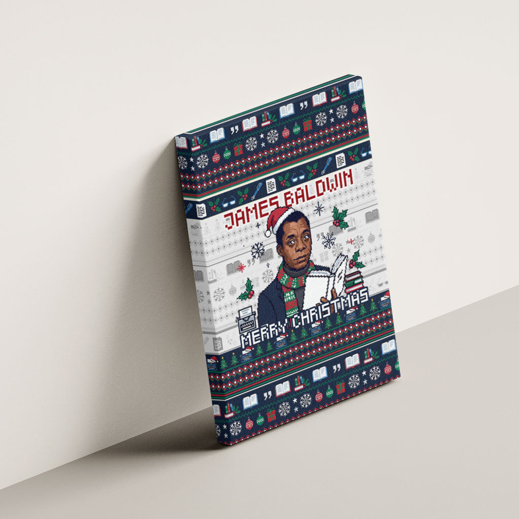 James Baldwin Christmas Santa Canvas Wall Art Ugly Pixel Pattern Black History Holiday