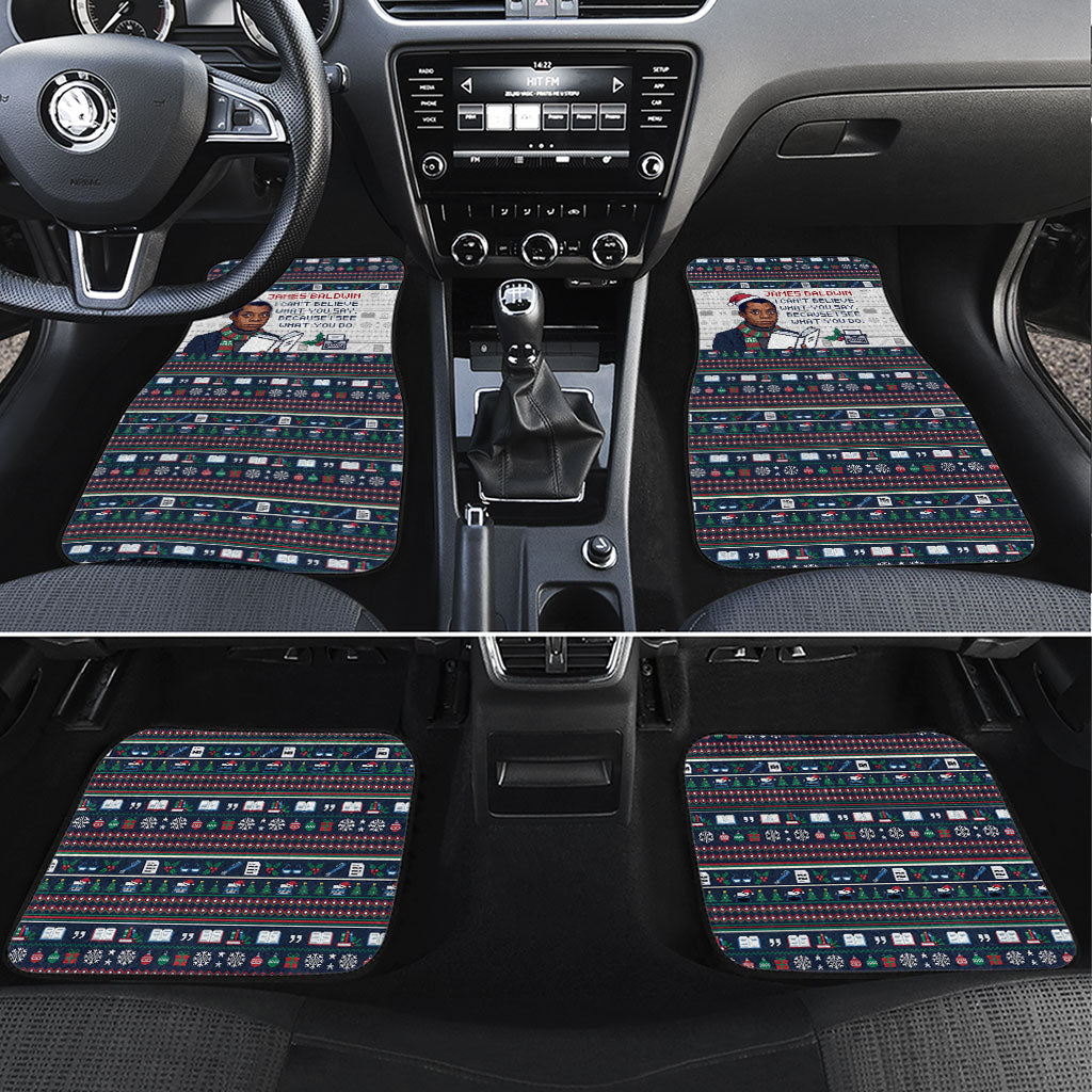 James Baldwin Christmas Santa Car Mats Ugly Pixel Pattern Black History Holiday