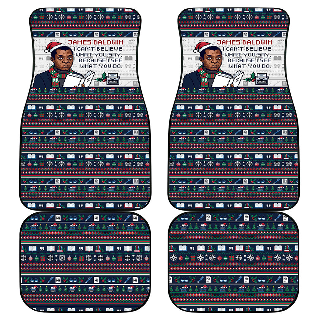James Baldwin Christmas Santa Car Mats Ugly Pixel Pattern Black History Holiday