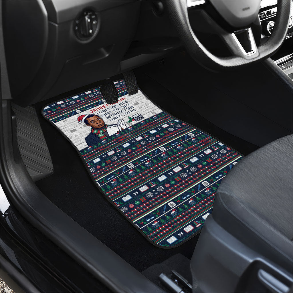 James Baldwin Christmas Santa Car Mats Ugly Pixel Pattern Black History Holiday