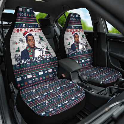 James Baldwin Christmas Santa Car Seat Cover Ugly Pixel Pattern Black History Holiday