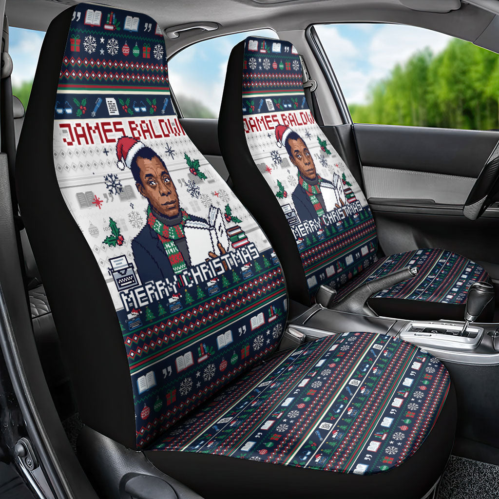 James Baldwin Christmas Santa Car Seat Cover Ugly Pixel Pattern Black ...