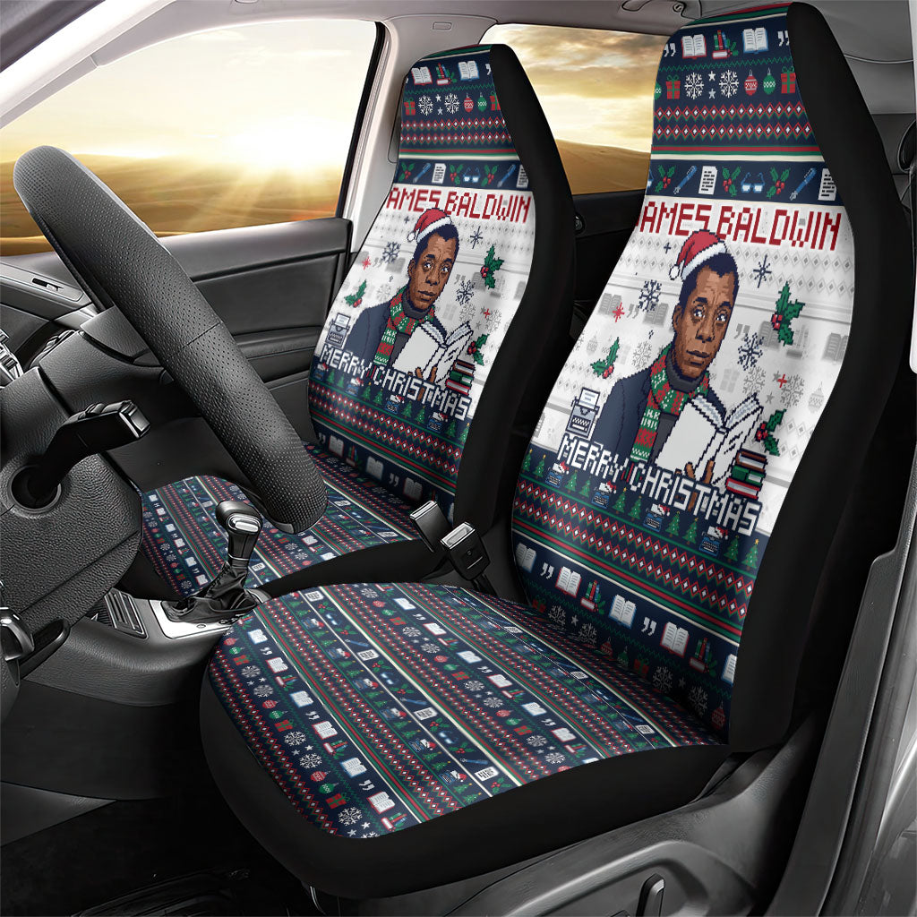 James Baldwin Christmas Santa Car Seat Cover Ugly Pixel Pattern Black History Holiday