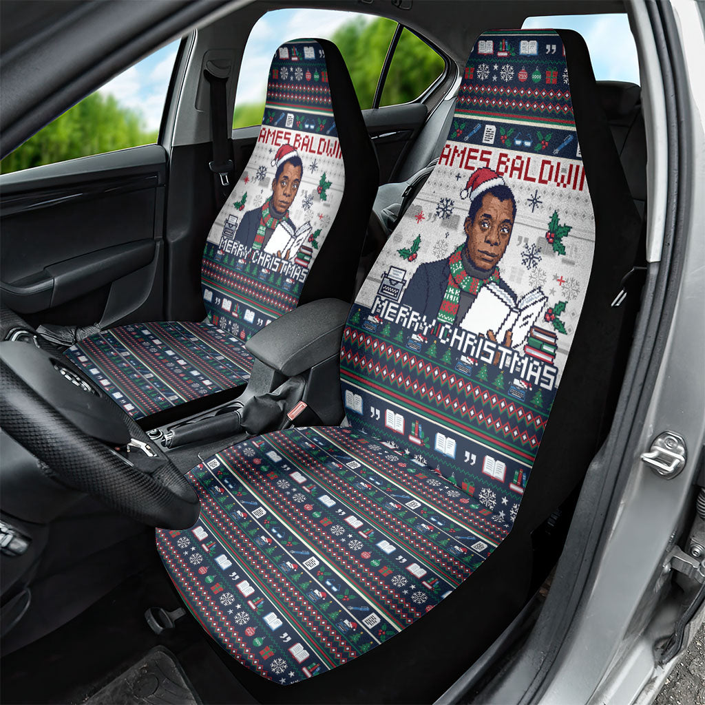 James Baldwin Christmas Santa Car Seat Cover Ugly Pixel Pattern Black History Holiday