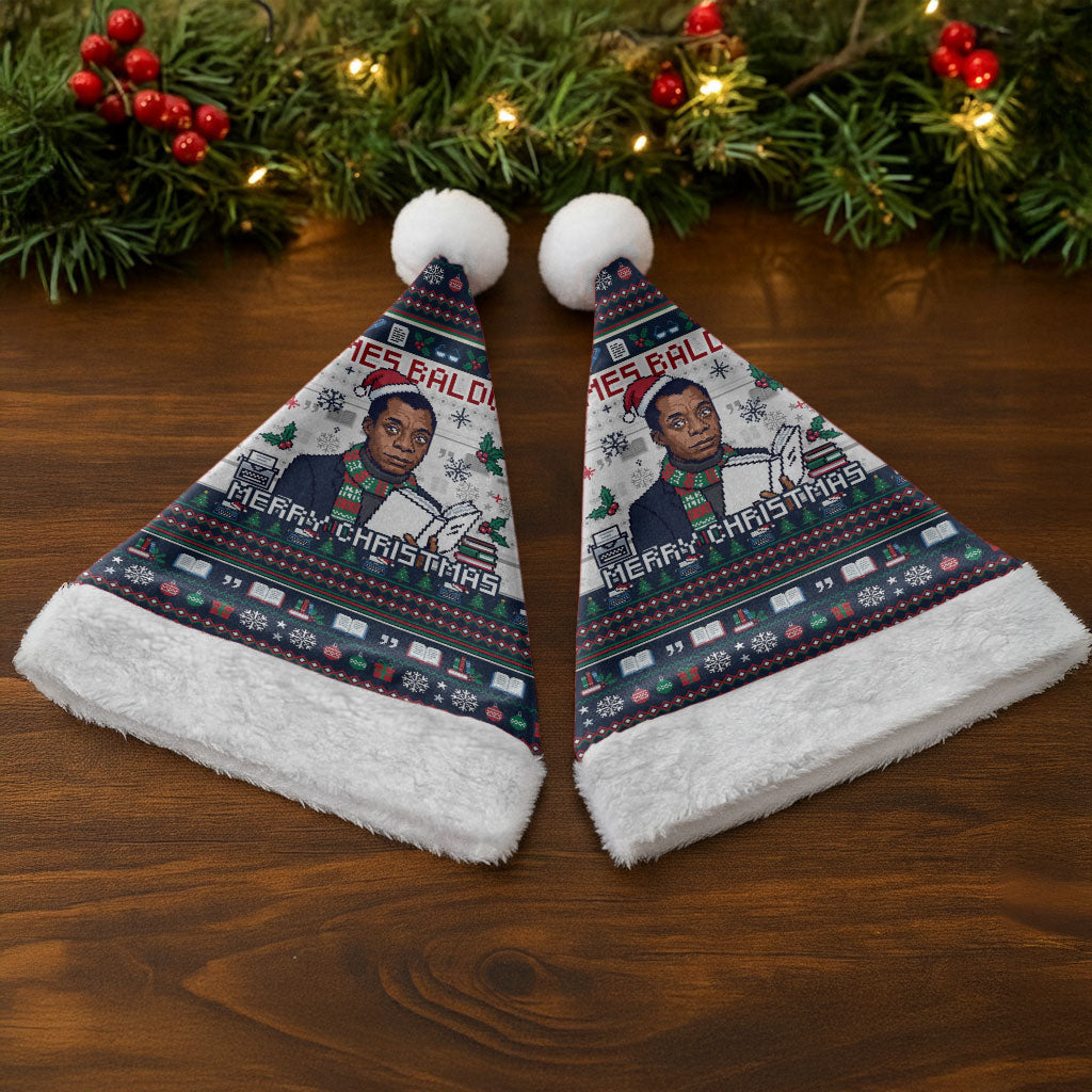 James Baldwin Christmas Santa Christmas Santa Hat Ugly Pixel Pattern Black History Holiday