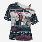 James Baldwin Christmas Santa Cross Shoulder Shirt Ugly Pixel Pattern Black History Holiday