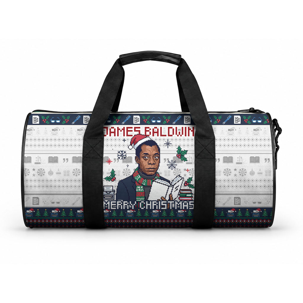 James Baldwin Christmas Santa Duffle Bag Ugly Pixel Pattern Black History Holiday